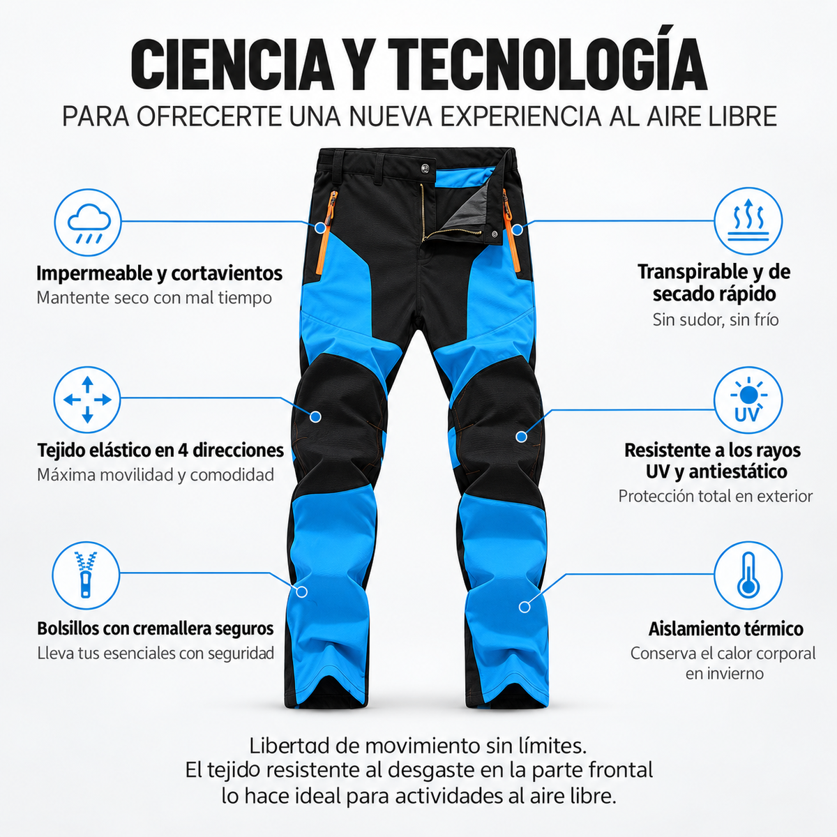 Pantalón Montaña Hombre Térmico Cortavientos Elástico | Bruno