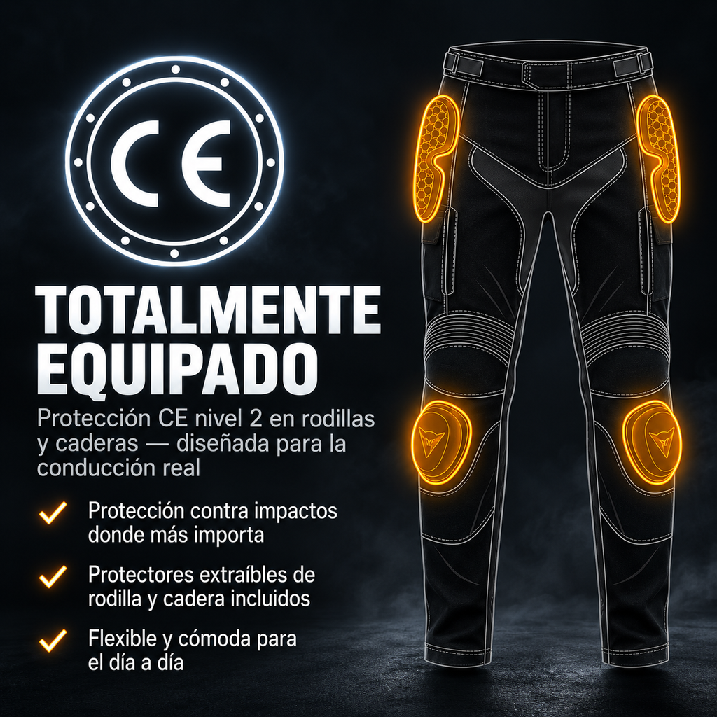 Pantalón Vaquero Moto con Protecciones Rodilla y Cadera | Marco