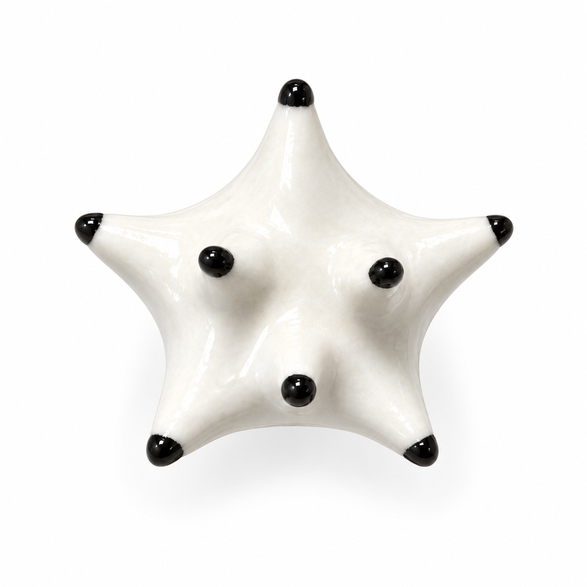 Anillos de cerámica hecho a mano , blanco y negro – Base de acero ajustable, modelo Estrella de mar
