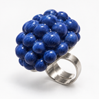 Anillos de cerámica hecho a mano, azul – Base de acero ajustable, modelo Mora