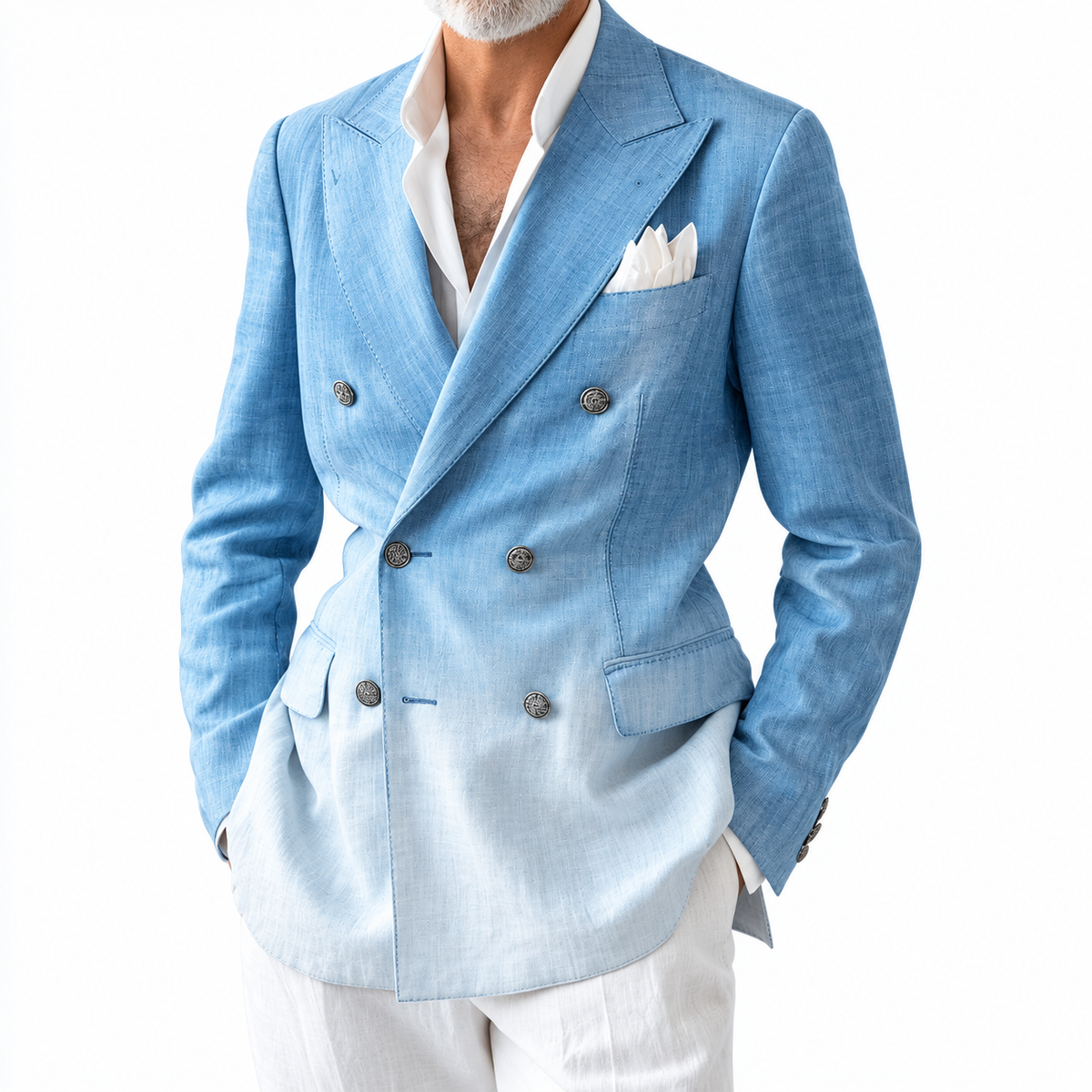 Americana Hombre Slim Fit Cruzada Estilo Británico Elegante