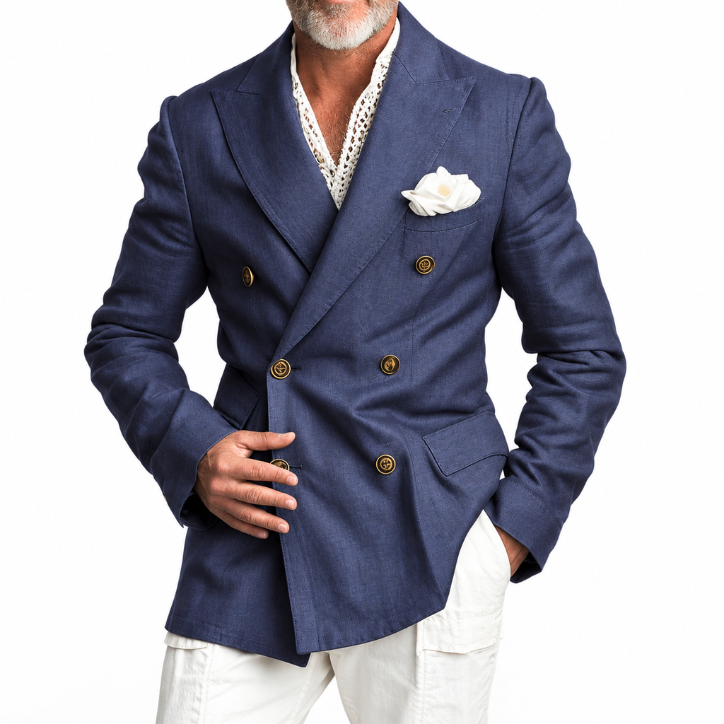 Americana Hombre Slim Fit Cruzada Estilo Británico Elegante