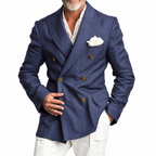 Americana Hombre Slim Fit Cruzada Estilo Británico Elegante