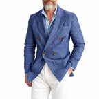 Americana Hombre Slim Fit Cruzada Estilo Británico Elegante