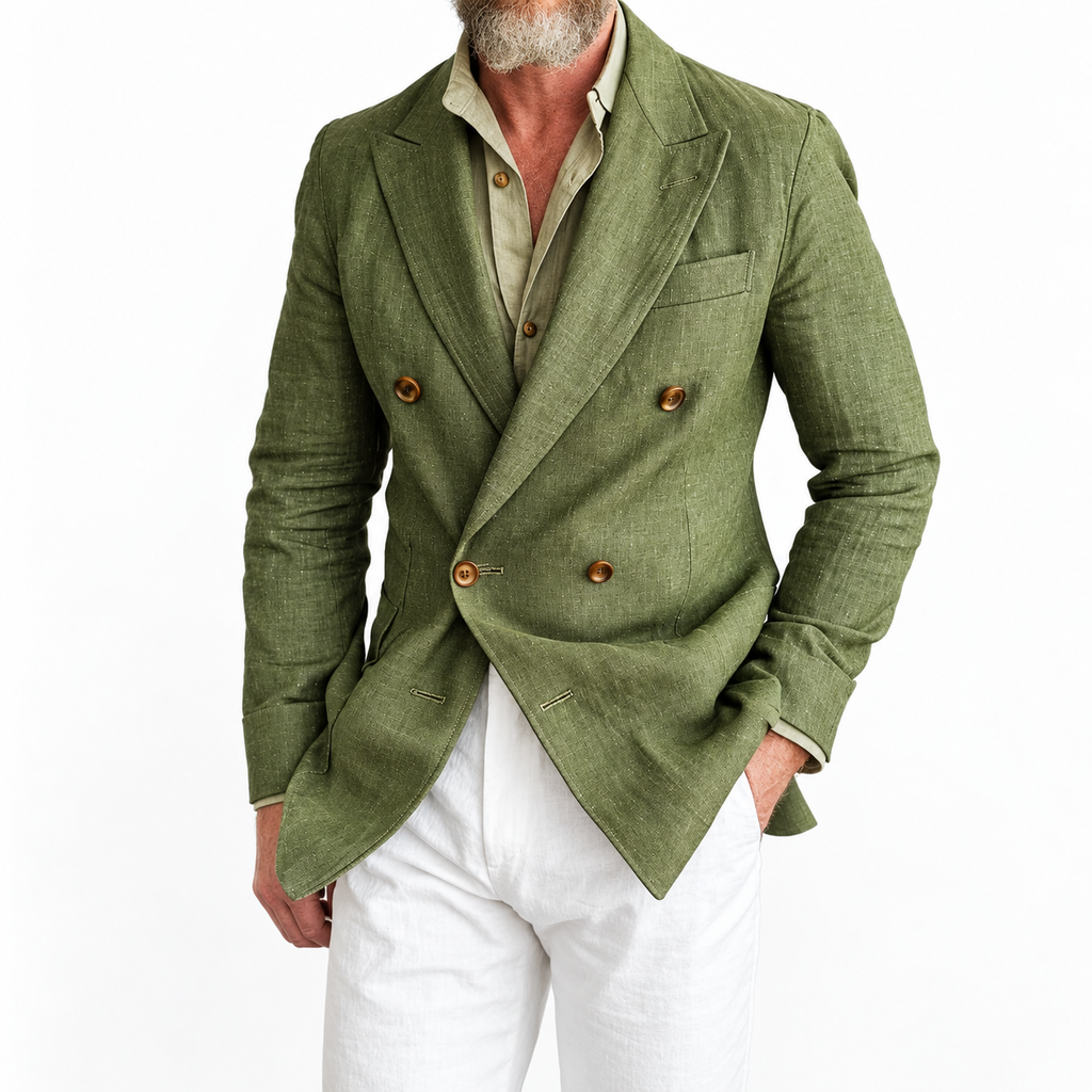 Americana Hombre Slim Fit Cruzada Estilo Británico Elegante