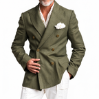 Americana Hombre Slim Fit Cruzada Estilo Británico Elegante