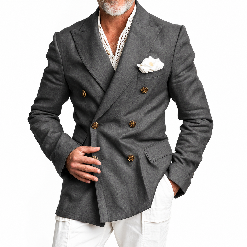 Americana Hombre Slim Fit Cruzada Estilo Británico Elegante