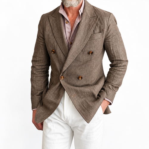 Americana Hombre Slim Fit Cruzada Estilo Británico Elegante