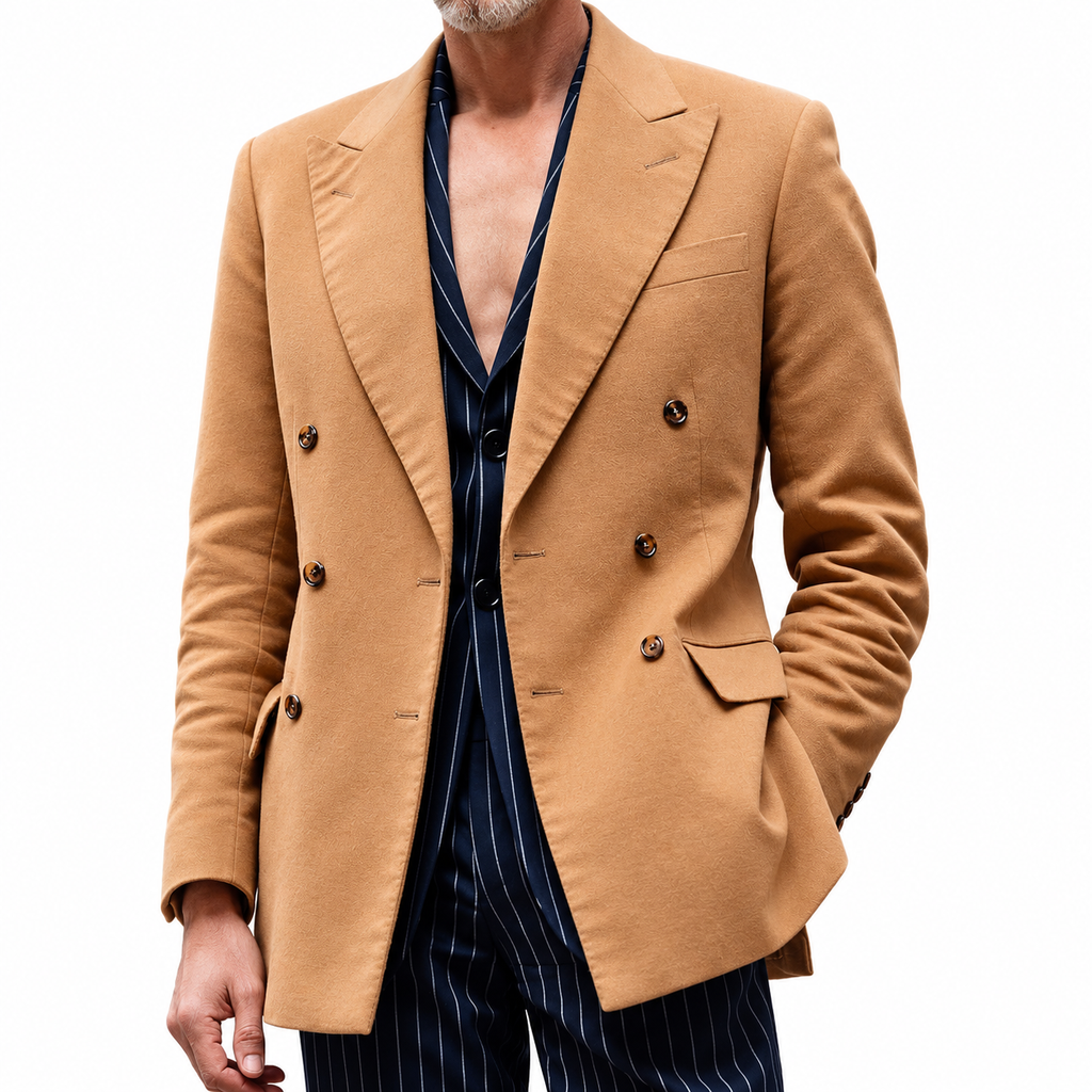 Americana Hombre Slim Fit Cruzada Estilo Británico Elegante