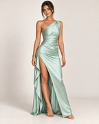 Vestido Largo de Satén para Mujer Espalda Descubierta y Abertura Lateral