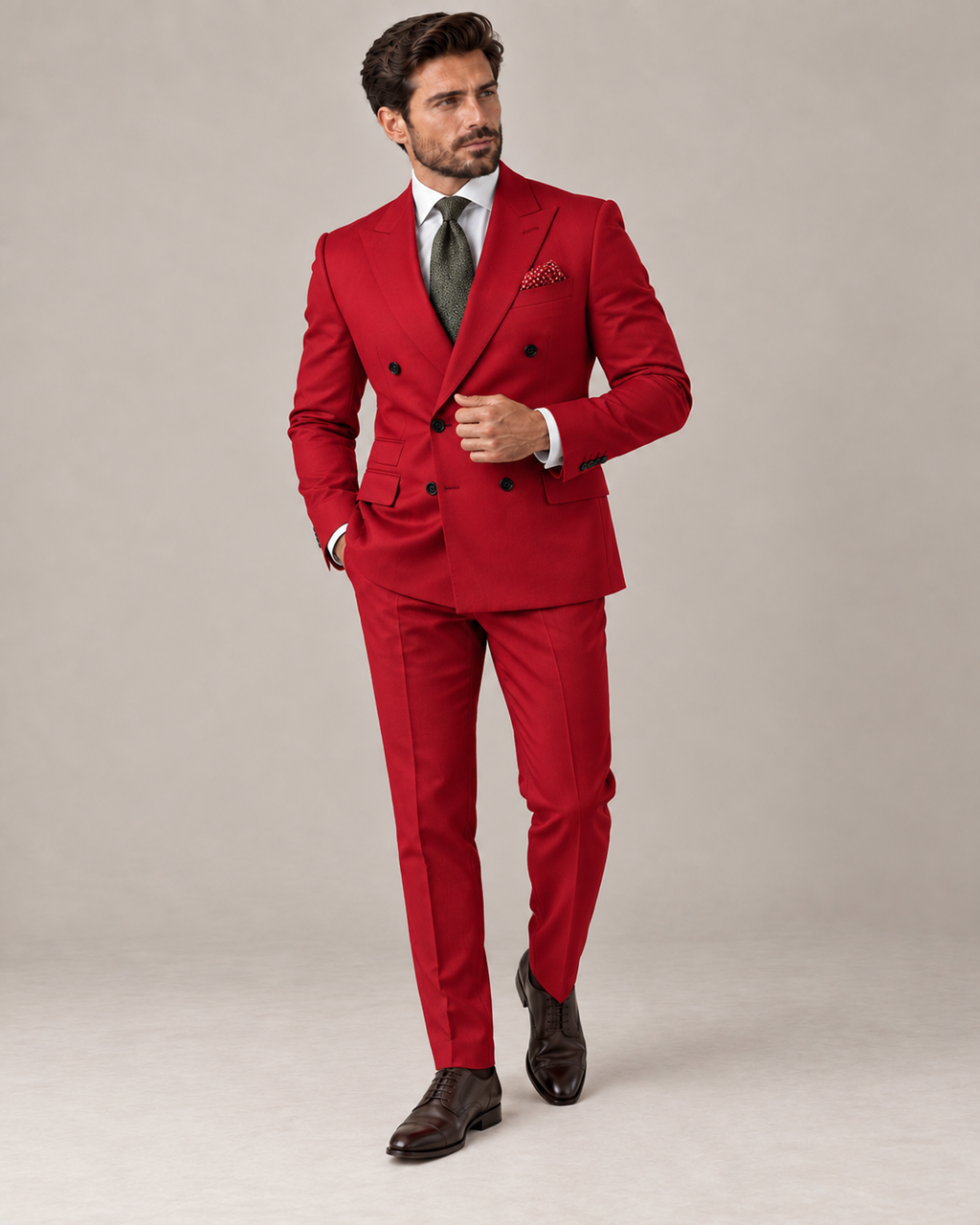 Traje de Novio Cruzado Hombre Solapa de Pico Acabado Premium | Andres