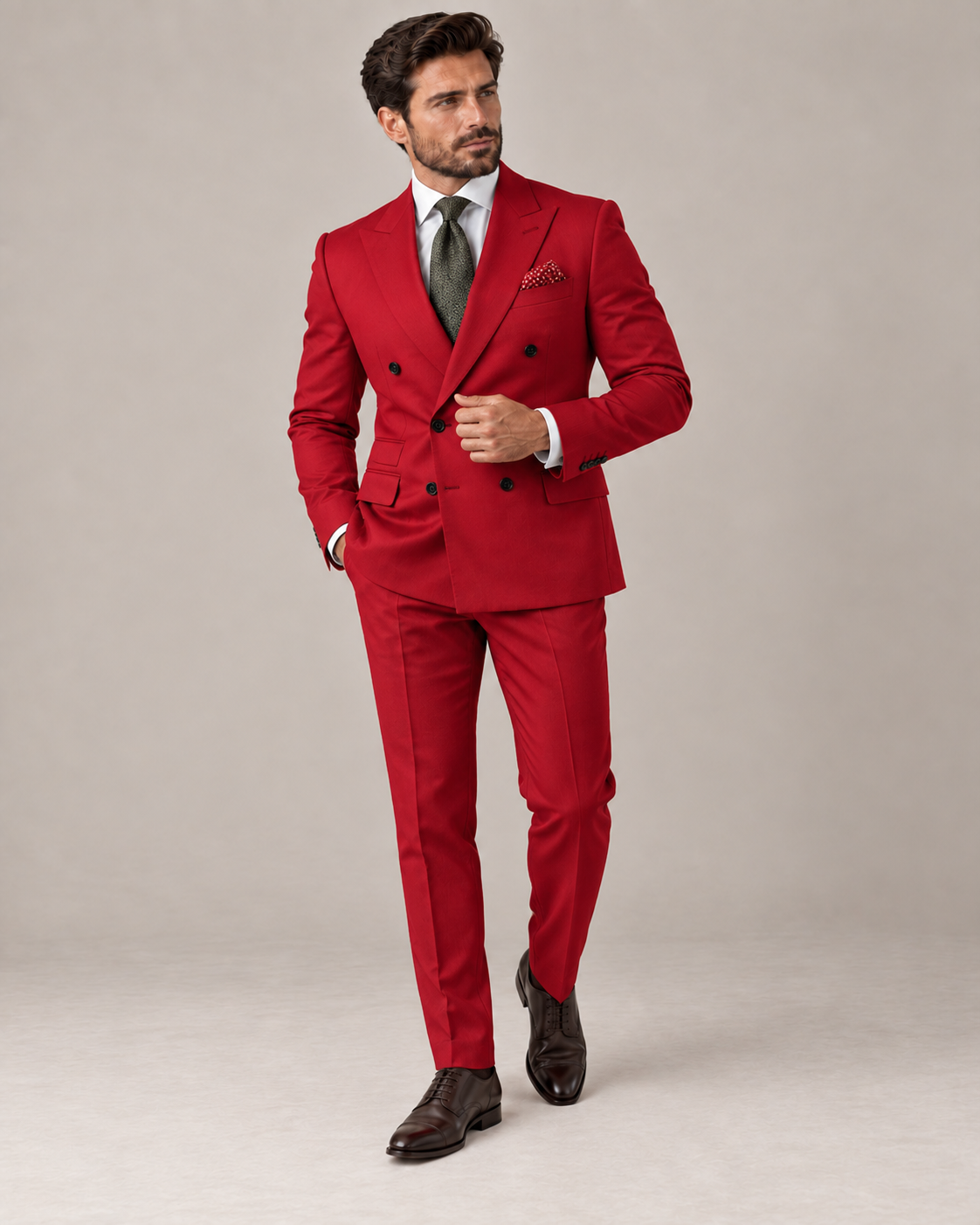 Traje de Novio Cruzado Hombre Solapa de Pico Acabado Premium | Andres