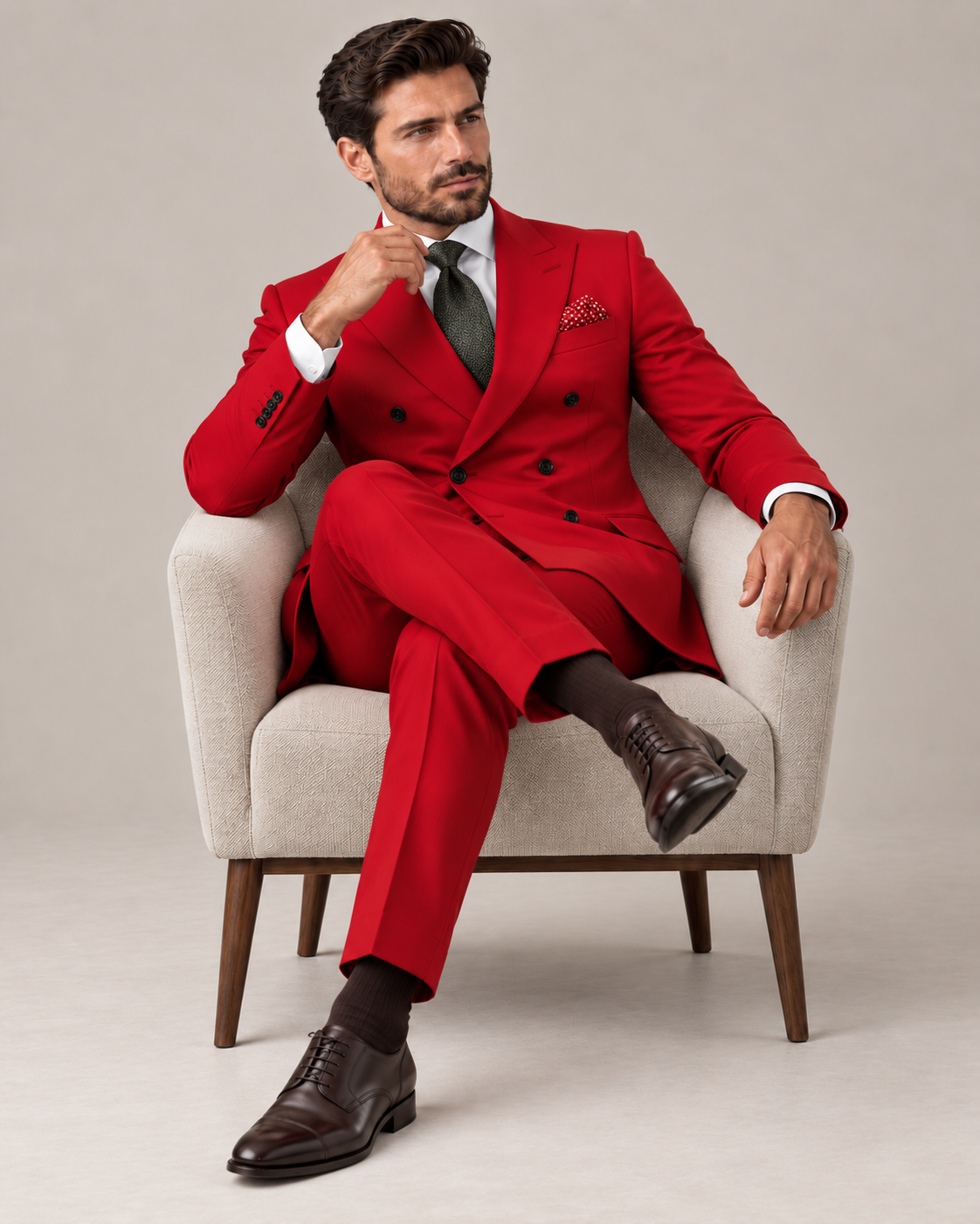 Traje de Novio Cruzado Hombre Solapa de Pico Acabado Premium | Andres
