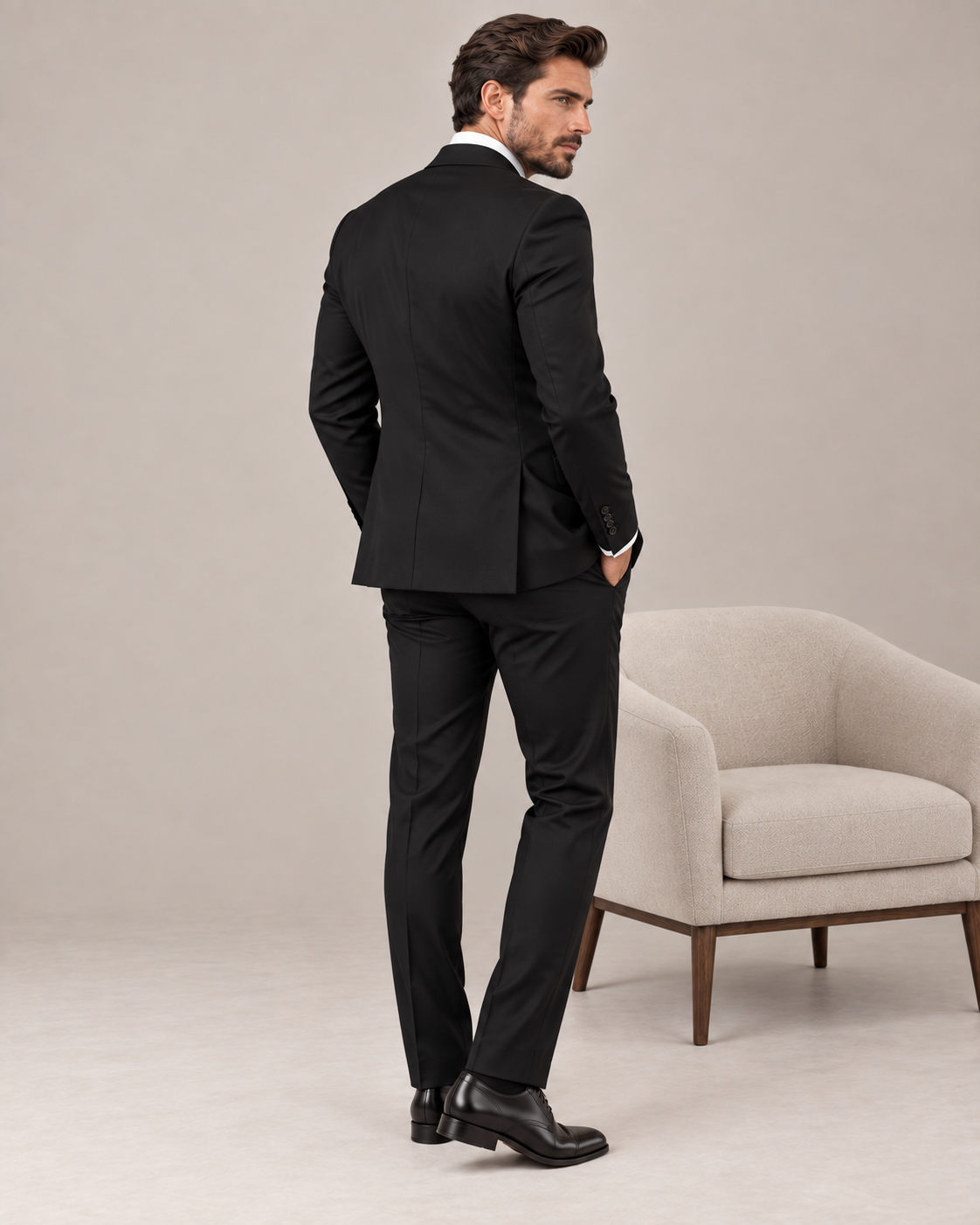 Traje de Novio Cruzado Hombre Solapa de Pico Acabado Premium | Andres