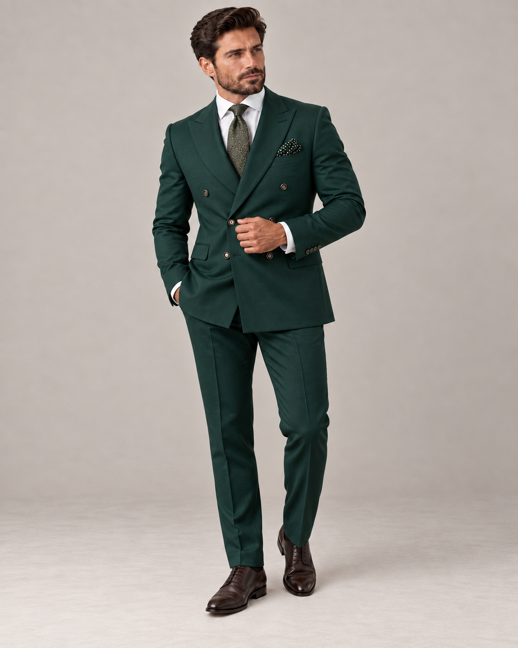 Traje de Novio Cruzado Hombre Solapa de Pico Acabado Premium | Andres
