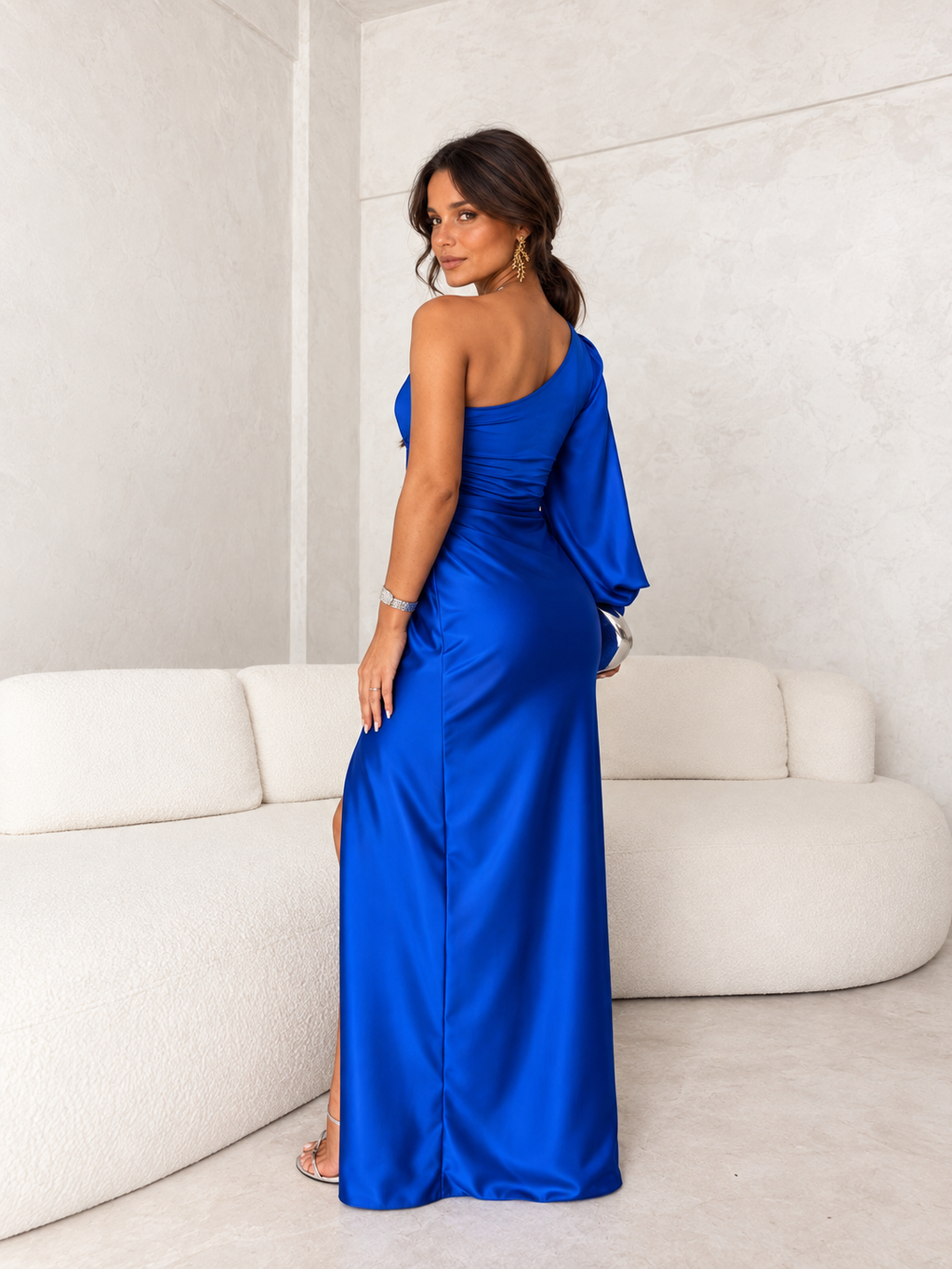 Vestido Invitada Boda Largo Elegante con Asimétrico