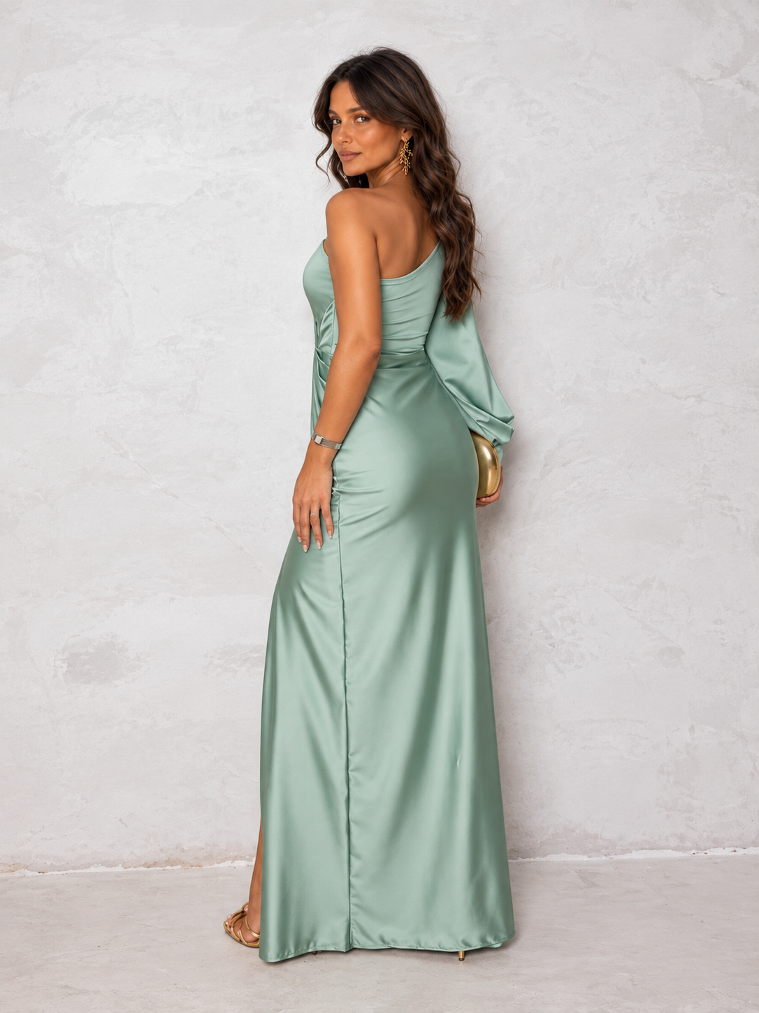 Vestido Invitada Boda Largo Elegante con Asimétrico