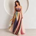 Vestido Largo Palabra de Honor Plisado Estampado Mujer