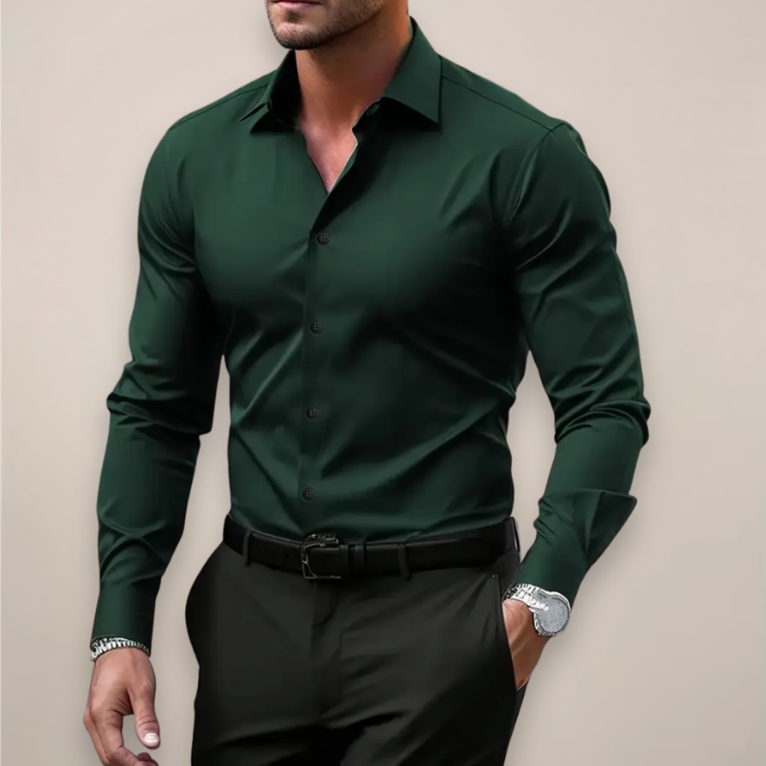 Camisa Vestir Hombre Manga Larga Botones Cuello Clásico | Javier