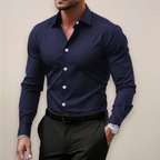 Camisa Vestir Hombre Manga Larga Botones Cuello Clásico | Javier
