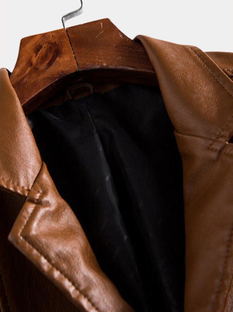 Chaqueta de Cuero Hombre Marrón Caramelo | Jonas™