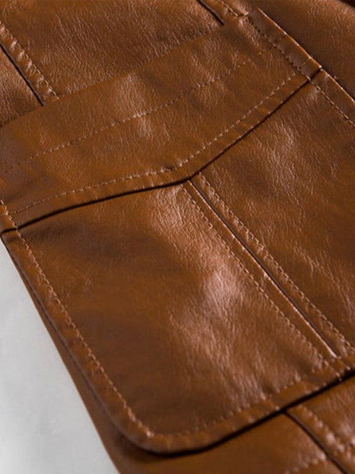 Chaqueta de Cuero Hombre Marrón Caramelo | Jonas™
