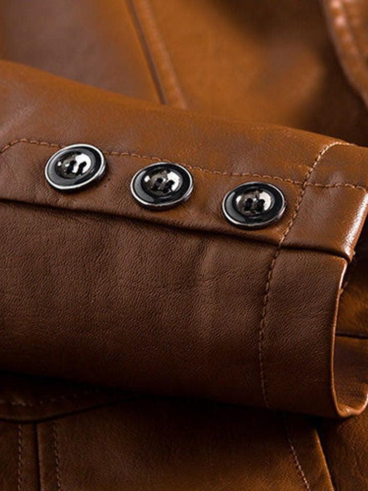 Chaqueta de Cuero Hombre Marrón Caramelo | Jonas™