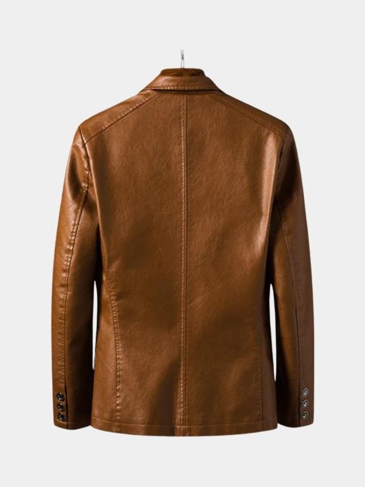 Chaqueta de Cuero Hombre Marrón Caramelo | Jonas™
