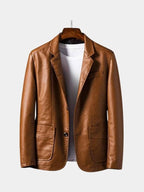 Chaqueta de Cuero Hombre Marrón Caramelo | Jonas™