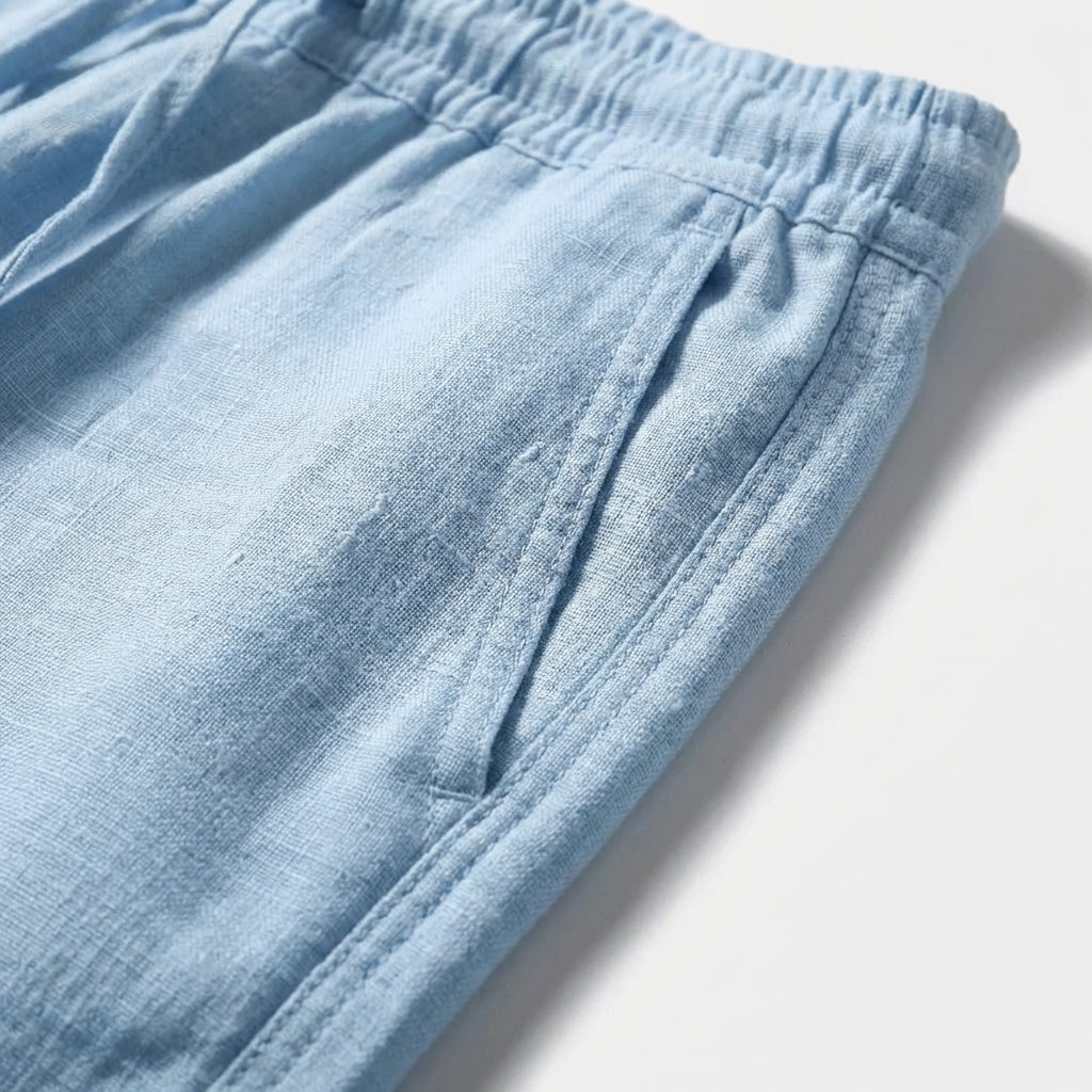 Pantalones de Lino Hombre con Cintura Elástica y Pernera Recta | Lucas