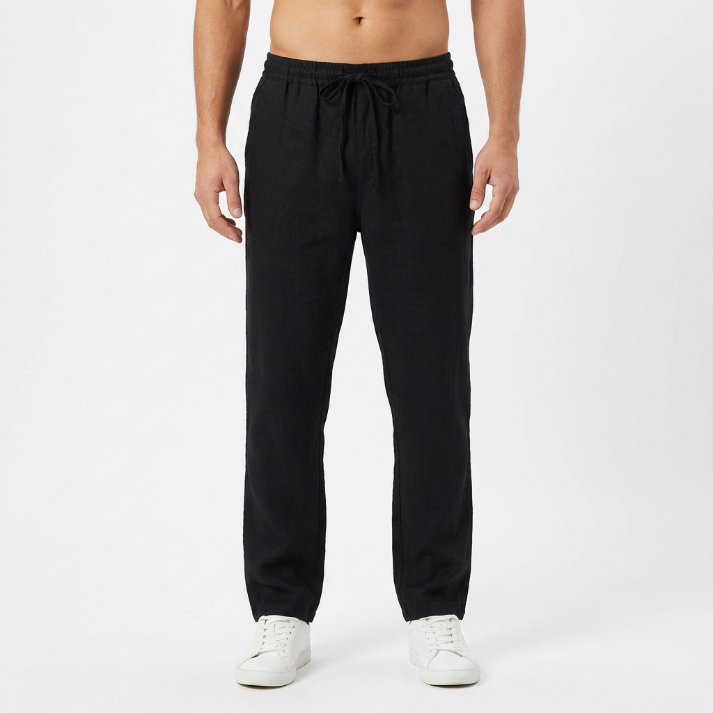 Pantalones de Lino Hombre con Cintura Elástica y Pernera Recta | Lucas
