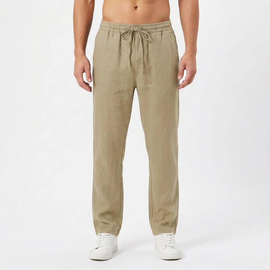 Pantalones de Lino Hombre con Cintura Elástica y Pernera Recta | Lucas