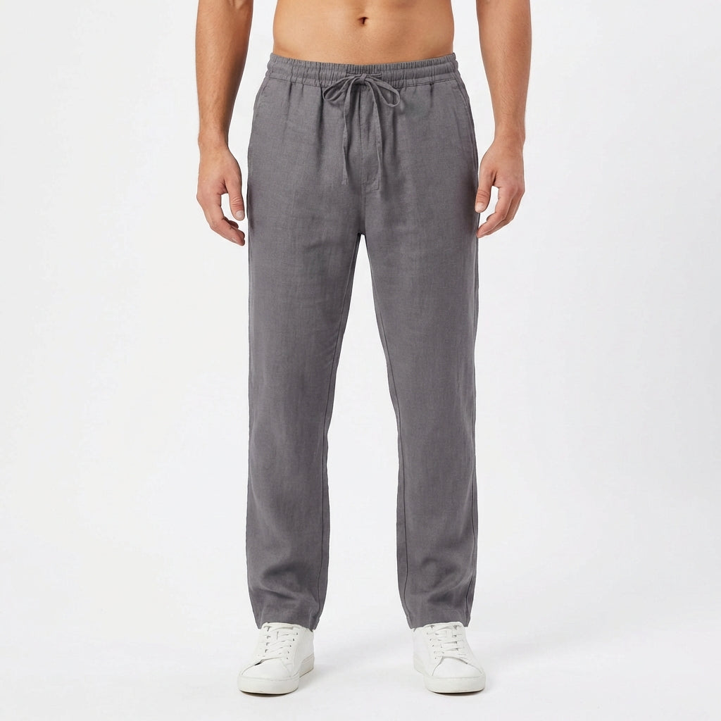Pantalones de Lino Hombre con Cintura Elástica y Pernera Recta | Lucas