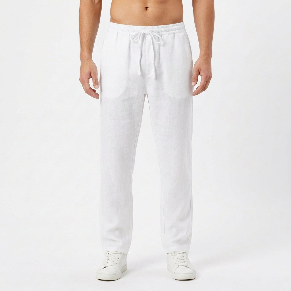 Pantalones de Lino Hombre con Cintura Elástica y Pernera Recta | Lucas