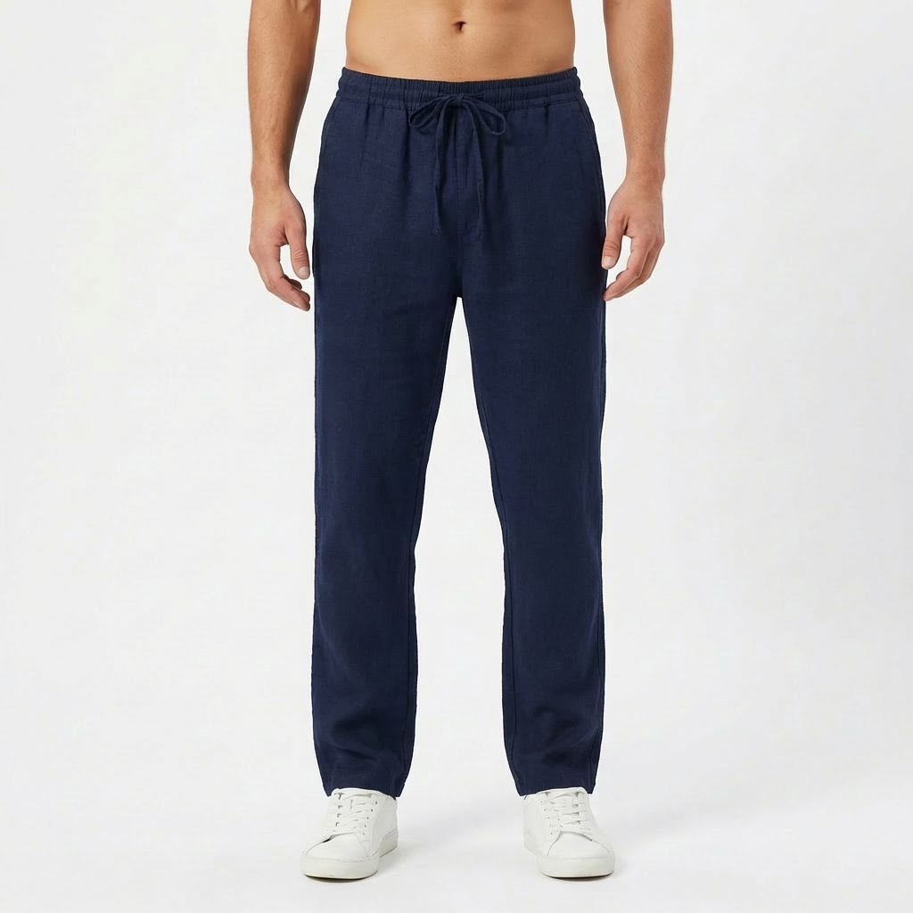 Pantalones de Lino Hombre con Cintura Elástica y Pernera Recta | Lucas