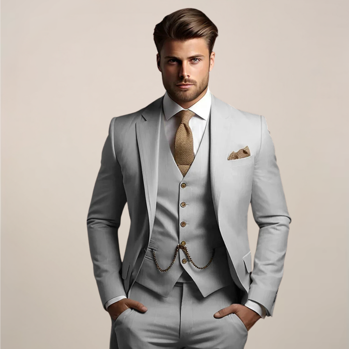 Traje Tres Piezas Boda Hombre Transpirable Primavera | Valmonty Premium