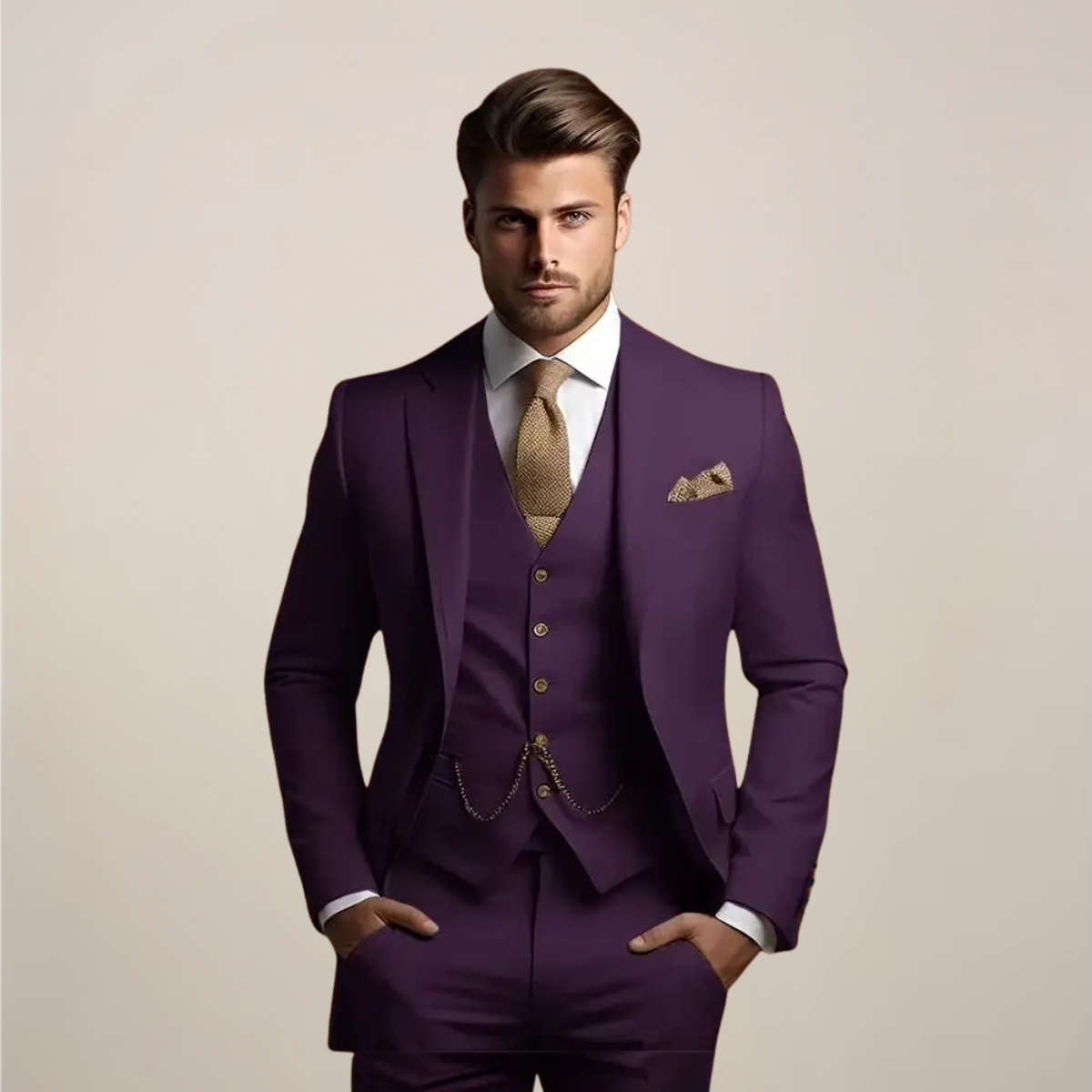 Traje Tres Piezas Boda Hombre Transpirable Primavera | Valmonty Premium