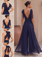 Mono Largo de Gasa con Cuello Halter y Pañuelo | Sofía