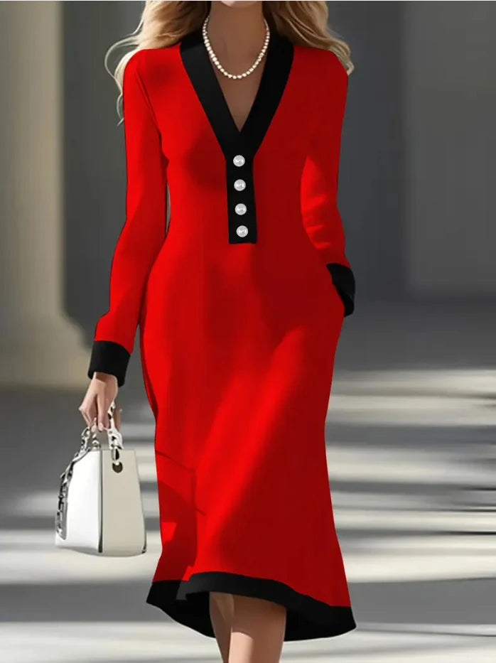Vestido Manga Larga Elegante Mujer | Kaylin