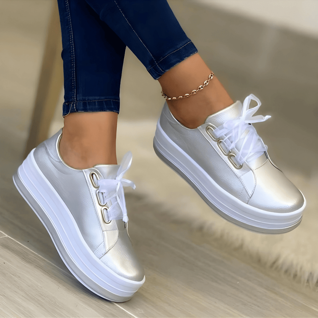 Zapatillas Plataforma Casual Mujer Cordones Ojales Metálicos Suela Alta | Aitana