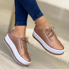 Zapatillas Plataforma Casual Mujer Cordones Ojales Metálicos Suela Alta | Aitana