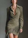 Vestido Efecto Ante con Flecos Estilo Retro para Mujer | Dalia