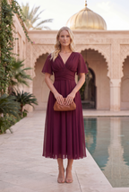 Vestido Midi Multiposición Burdeos para Invitada | Murano