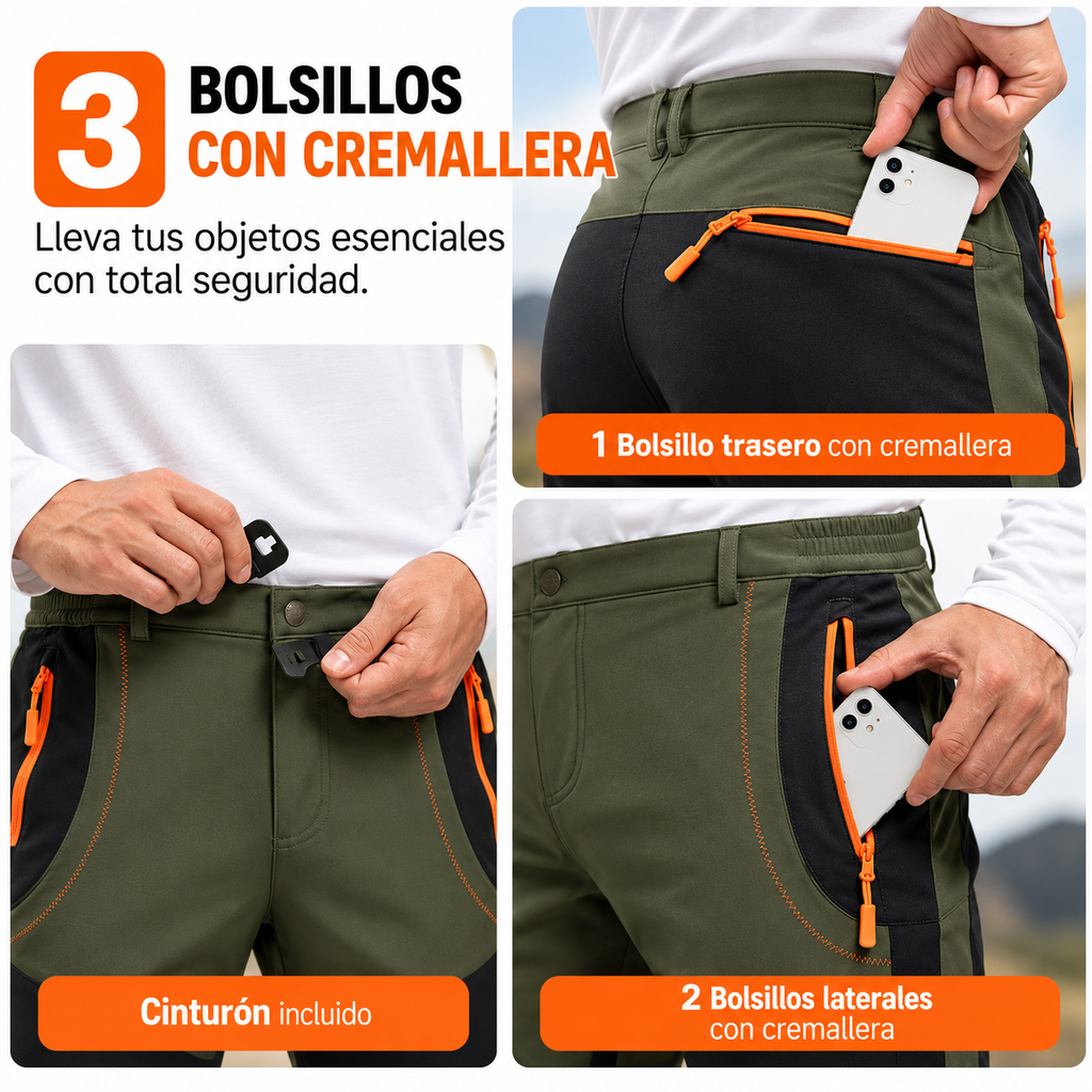 Pantalón Montaña Hombre Forro Polar Resistente al Agua | Hugo