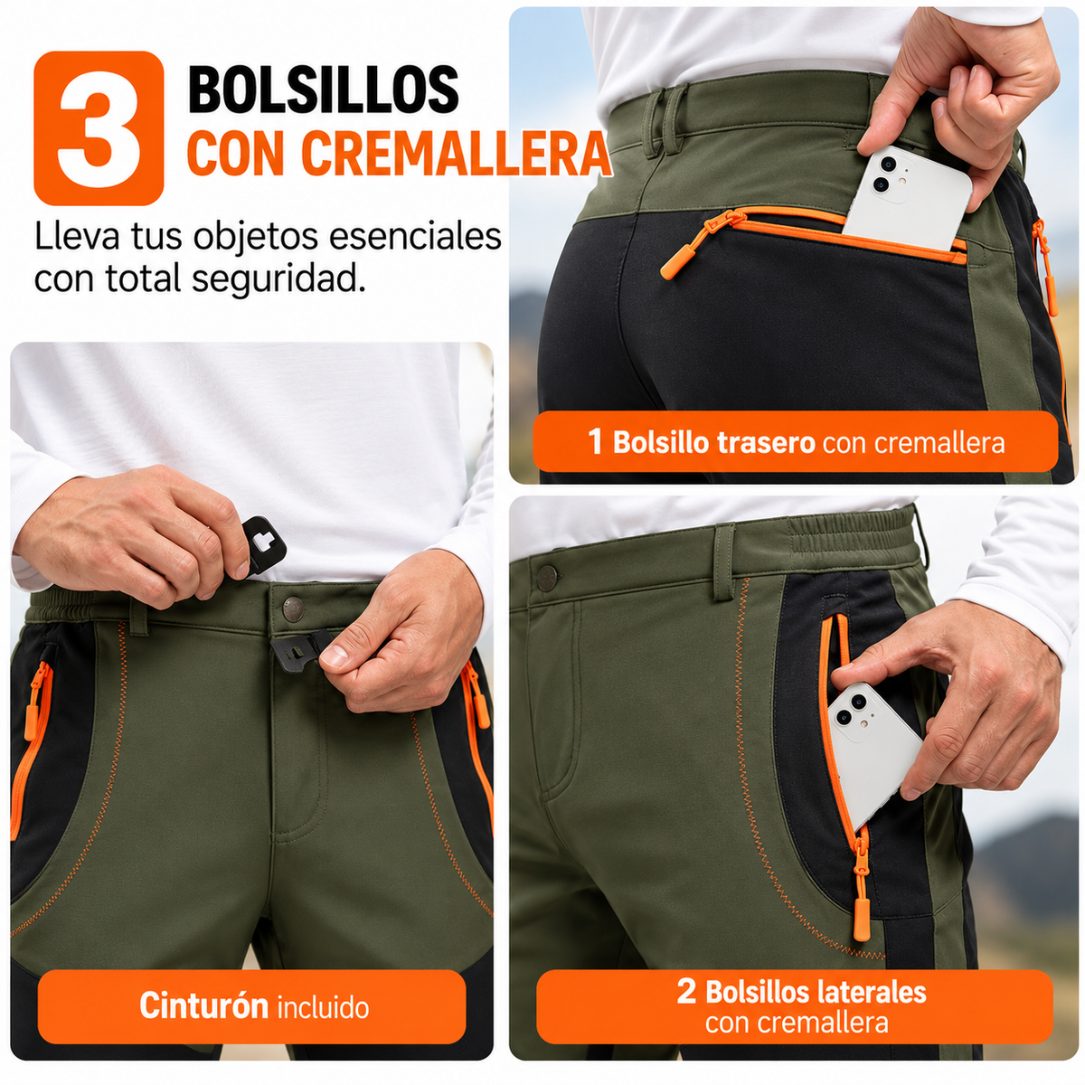 Pantalón Montaña Hombre Forro Polar Resistente al Agua | Hugo