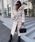 Parka Larga con Capucha Pelo Sintético Mujer | May Beige
