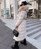 Parka Larga con Capucha Pelo Sintético Mujer | May Beige