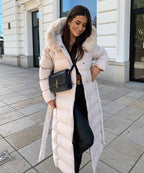 Parka Larga con Capucha Pelo Sintético Mujer | May Beige