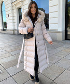 Parka Larga con Capucha Pelo Sintético Mujer | May Beige