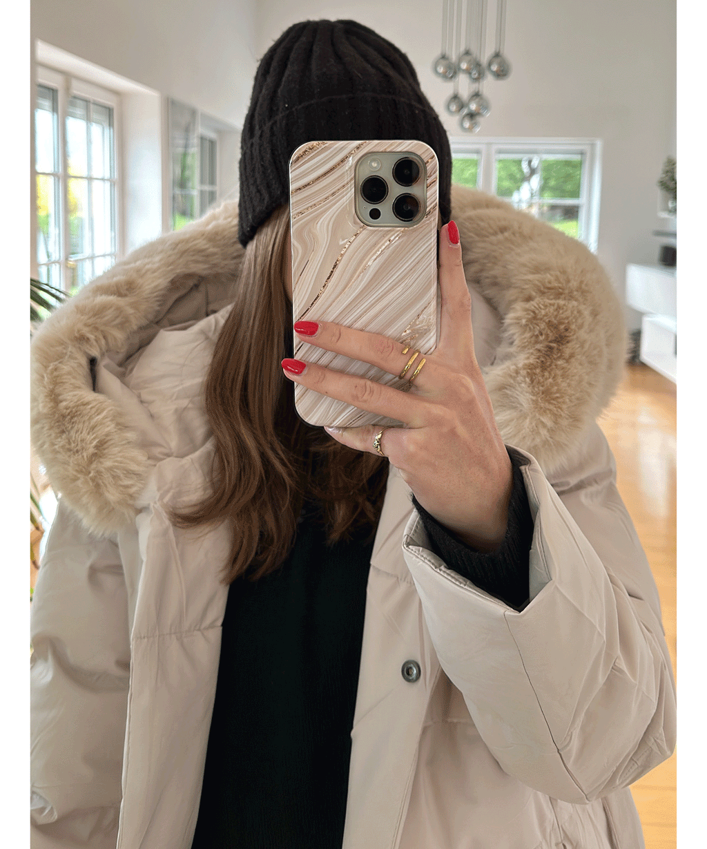 Parka Larga con Capucha Pelo Sintético Mujer | May Beige